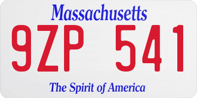 MA license plate 9ZP541