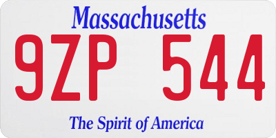 MA license plate 9ZP544
