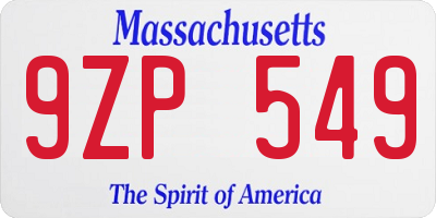MA license plate 9ZP549