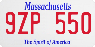 MA license plate 9ZP550