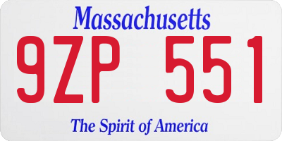 MA license plate 9ZP551