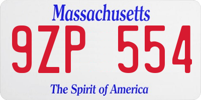 MA license plate 9ZP554