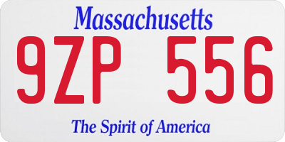 MA license plate 9ZP556
