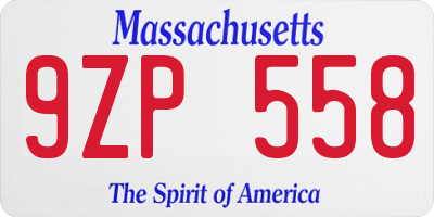 MA license plate 9ZP558