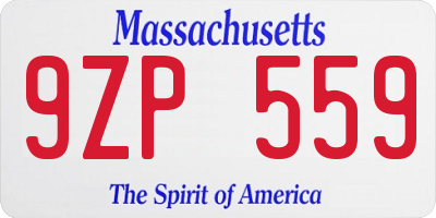 MA license plate 9ZP559