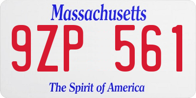 MA license plate 9ZP561