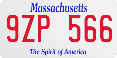 MA license plate 9ZP566