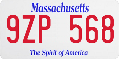 MA license plate 9ZP568