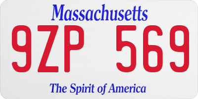 MA license plate 9ZP569
