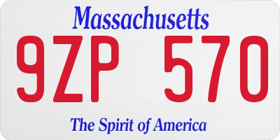 MA license plate 9ZP570