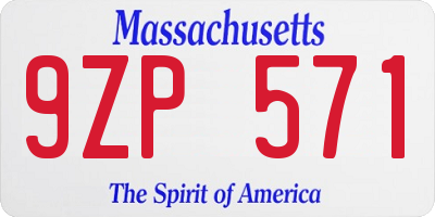 MA license plate 9ZP571