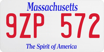 MA license plate 9ZP572
