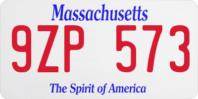MA license plate 9ZP573
