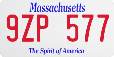 MA license plate 9ZP577