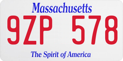 MA license plate 9ZP578