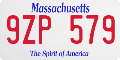 MA license plate 9ZP579