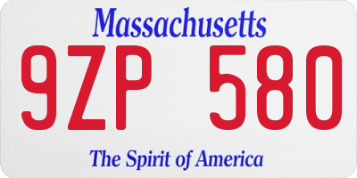 MA license plate 9ZP580