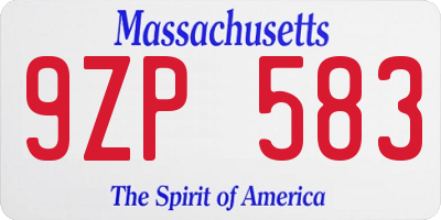 MA license plate 9ZP583