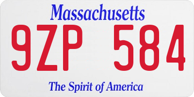 MA license plate 9ZP584