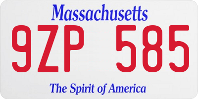 MA license plate 9ZP585