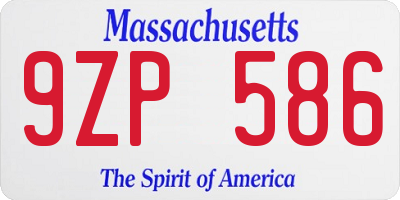 MA license plate 9ZP586