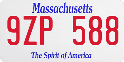 MA license plate 9ZP588