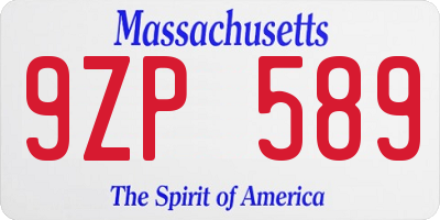 MA license plate 9ZP589