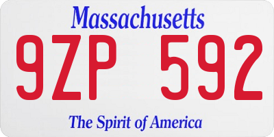 MA license plate 9ZP592