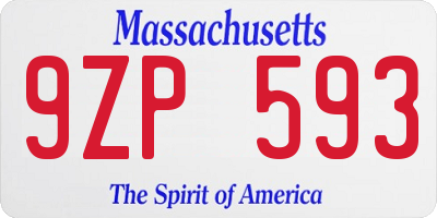 MA license plate 9ZP593