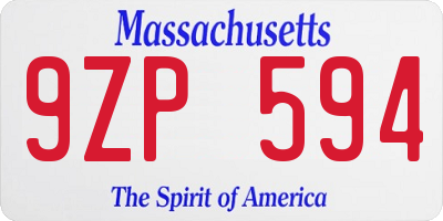 MA license plate 9ZP594