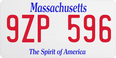 MA license plate 9ZP596