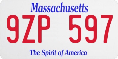 MA license plate 9ZP597