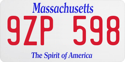 MA license plate 9ZP598