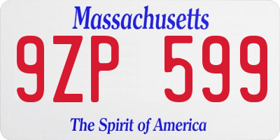 MA license plate 9ZP599