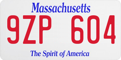 MA license plate 9ZP604
