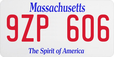 MA license plate 9ZP606