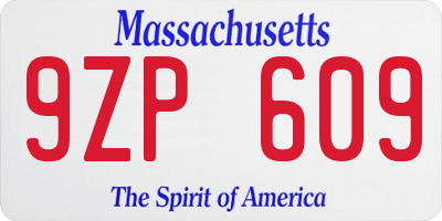 MA license plate 9ZP609