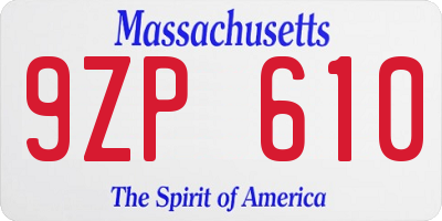 MA license plate 9ZP610