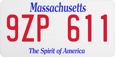 MA license plate 9ZP611
