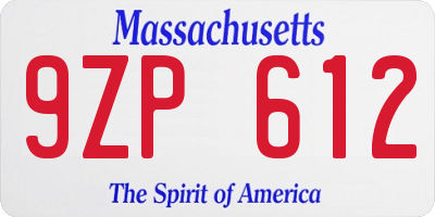 MA license plate 9ZP612