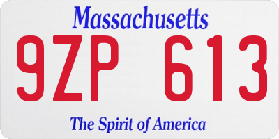 MA license plate 9ZP613