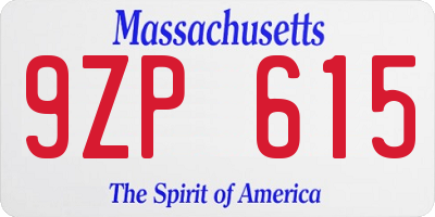 MA license plate 9ZP615