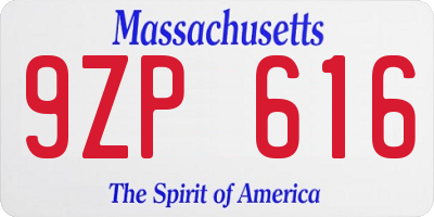 MA license plate 9ZP616