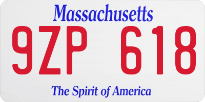 MA license plate 9ZP618