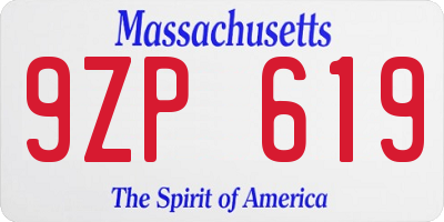 MA license plate 9ZP619