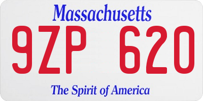 MA license plate 9ZP620