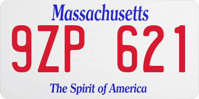 MA license plate 9ZP621