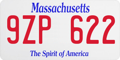 MA license plate 9ZP622