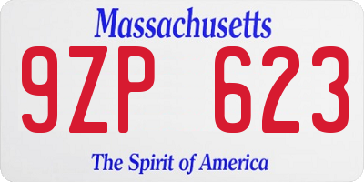 MA license plate 9ZP623
