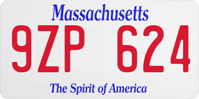 MA license plate 9ZP624